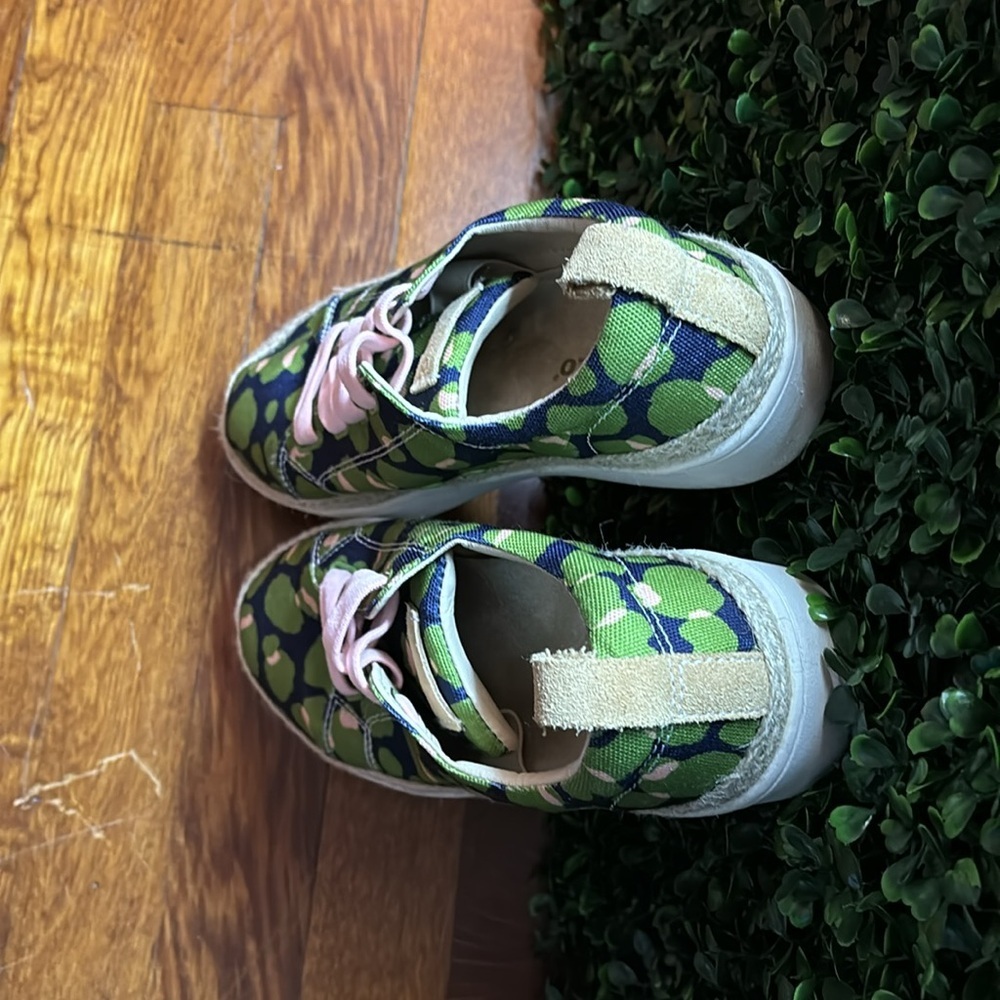 Spenco Green/Black/Pink Canvas Slip-On Comfort Sneaker Shoes Women's US 7.5 - Picture 3 of 7